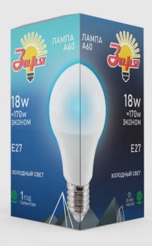 Лампа A60 Заря Эконом 18W E27 6000-6500K LED