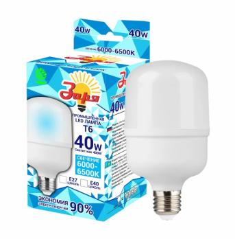 Лампа светодиодная T6 Заря 40W E27/40 6400-6500K эконом 