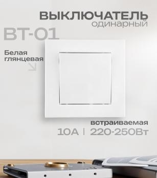 Выключатель ВТ-01 Заря белый глянцевый