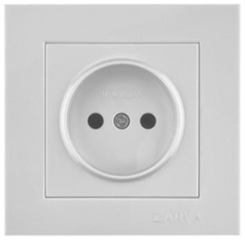 Розетка ВТ-08 одинарная б/з Заря белый глянцевый (РС)