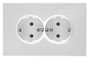 Розетка ВТ-11 двойная с/з Заря белый глянцевый