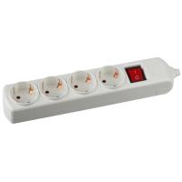 Колодка ЭРА KX-4es 4 розетки с зазeмлением с выключателем белая