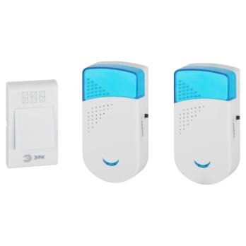 Звонок дверной ЭРА TWIN-R беспроводной два динамика белый с голубым 32 мелодии