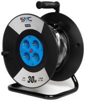 Удлинитель на катушке SVC, GS-30M, 4 розетки, 30 метров, 3500W, 240В, 16A, 3x1.5mm², чёрный