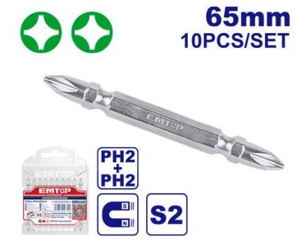 ESBTPH2233 - EMTOP Биты PH2+PH2, 65мм, 1шт