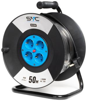 Удлинитель на катушке, SVC, GS-50М, 4 розетки, 50 метров, 3500W, 240В, 16А, 3*1,5мм, черный 