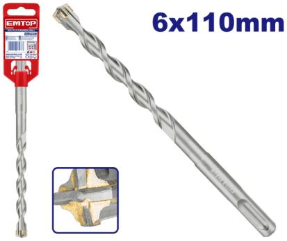 EHDR220601 - EMTOP Бур крестовой SDS Plus, 6 X 110мм