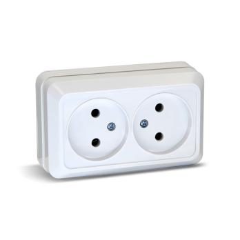 Розетка 2-ная о/у без з/к 10А белая ASTRA UNIT