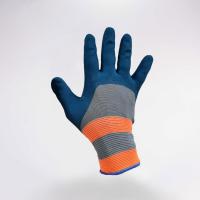 Перчатки нейлоновые серо-оранжевые с синим ПВХ-покрытием