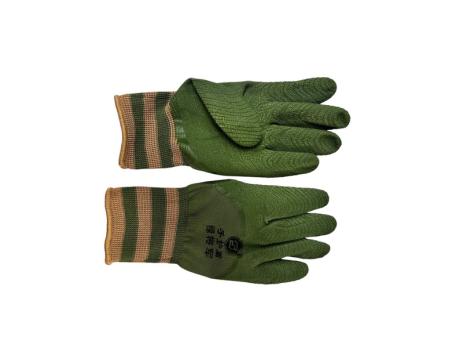 Перчатки рабочие зелено-коричневые ПВХ