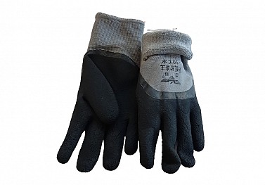 Перчатки утепленные трикотажные серые облитые черным