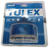 Коронка алмазная TULEX 60113-80 по стеклу и керам. плитке, центр. сверло, трехгран. хвостовик, 80 мм