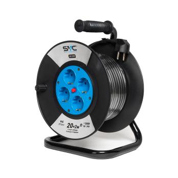 Удлинитель на катушке SVC, GS-22M, 4 розетки, 22 метров, 3500W, 240В, 16A, 3x1.5mm², черный 