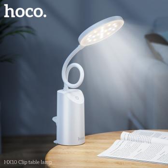 Лампа настольная с прищепкой Hoco HX10, 2W, 1200 mAh, 3000K/5000K, белая