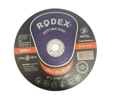 Диск отрезной абразивный по металлу 230*1,8х22мм RODEX SRM18230
