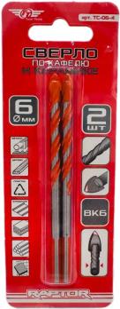 Сверло по кафелю и керамике цилиндр-спираль 6мм Total Tools ТС-06-4 2 шт