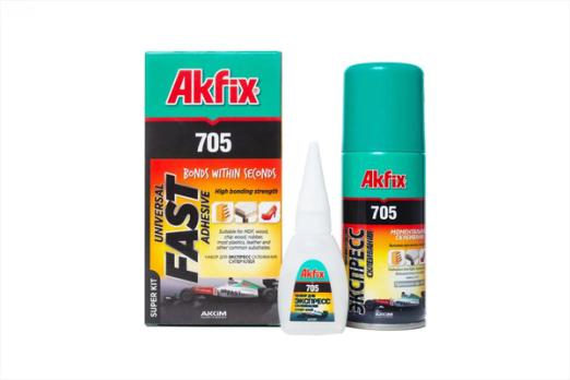 Клей двухкомпонентный 100мл+25гр Akfix 705 GA055