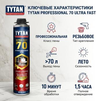 Пена монтажная профессиональная TYTAN PROFESSIONAL ULTRA FAST 70, 870мл