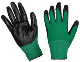 Перчатки рабочие черно-зеленые ПВХ