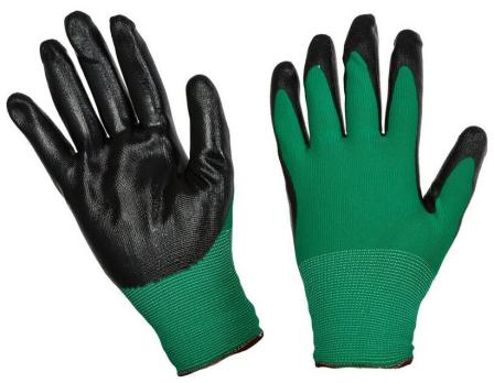 Перчатки рабочие черно-зеленые ПВХ