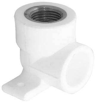 Отвод ППР с вн.рез. с фланцем белый 20x1/2